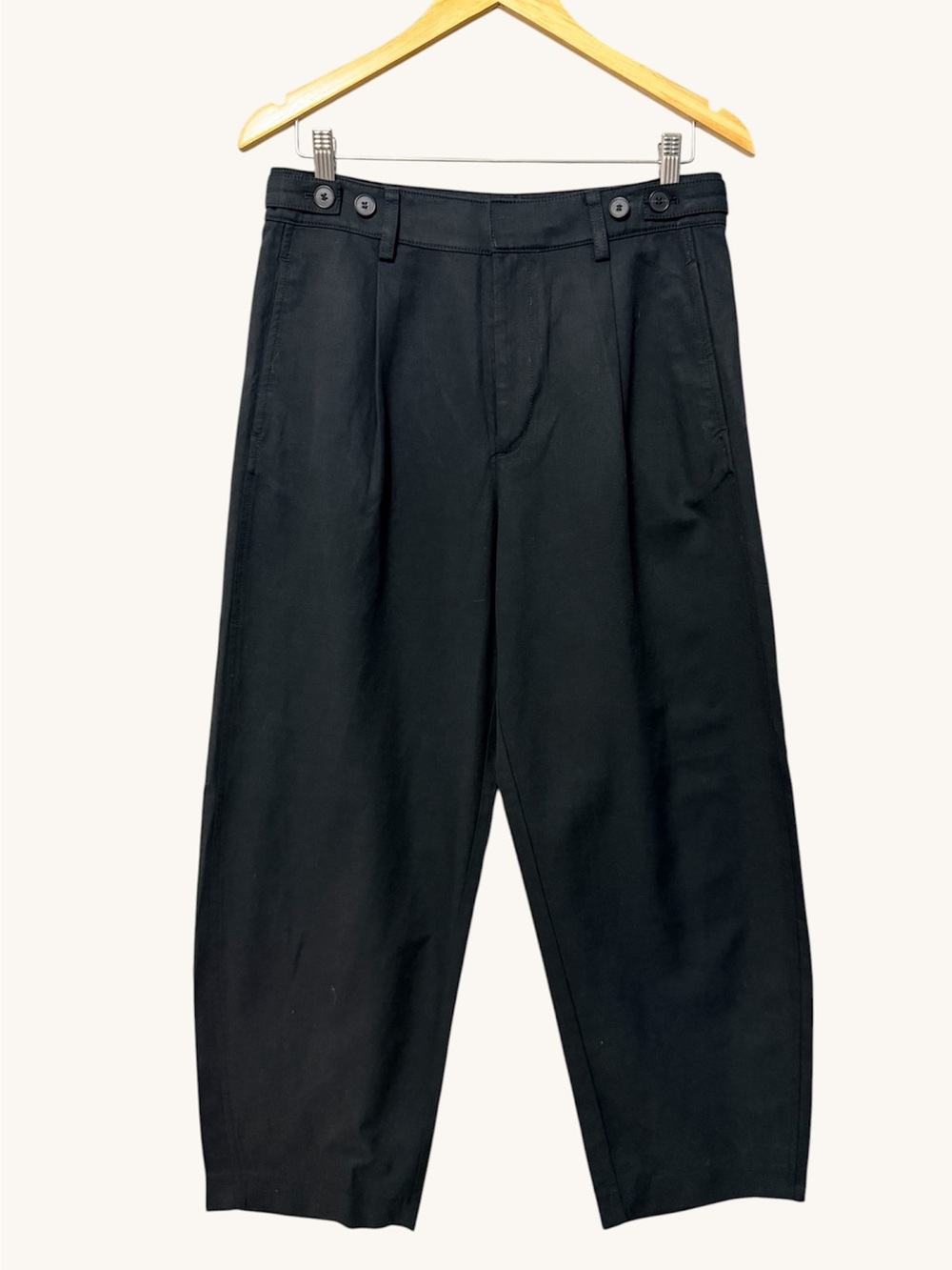 Madewell Barrel Leg Pants in Drapey Twill NWT Size 6 Black Pleated Ankle Length - Picture 2 of 11